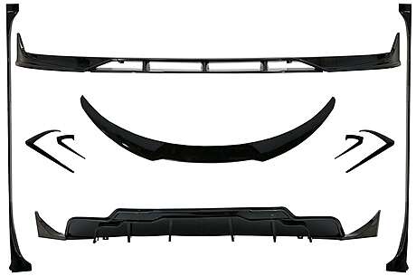 Body Kit Extension suitable for Tesla Model 3 (2017-up) Front Bumper Lip Air Diffuser and Side Skirts Piano Black