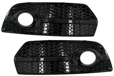 Fog Lamp Covers Side Grilles suitable for Audi Q5 SUV 8R (2008-2011) RS Design Piano Black