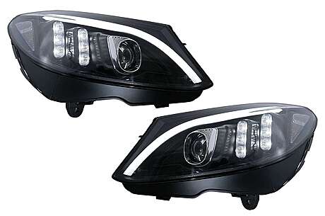 TRU LED DRL Headlights suitable for Mercedes C-Class W205 S205 A205 C205 (2014-2018) Black Dynamic Sequential Turning Lights