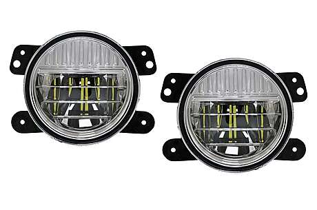 Full LED Fog Lights 4 Inch suitable for Jeep Wrangler JK TJ JL (1996-2018) 