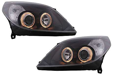 Angel Eyes Headlights suitable for Opel Vectra C Signum Facelift (09.2005-2008) Black