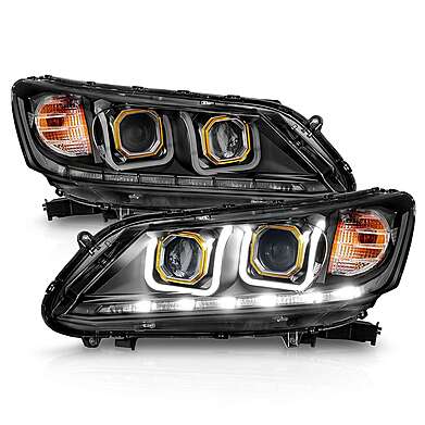 Front Headlights Black LED Anzo 121492 Honda Accord IX 2013-2015