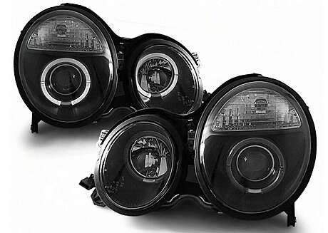 Angel Eyes Headlights suitable for Mercedes E-Class W210 S210 (06.1999-2002) Black