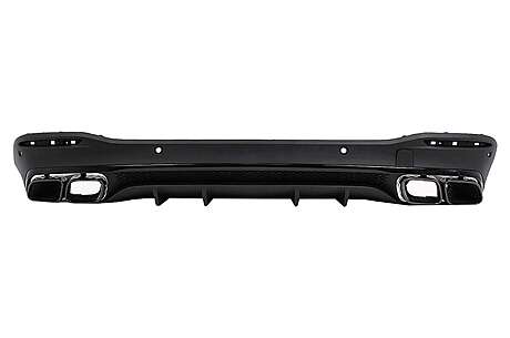 Rear Diffuser with Black Exhaust Muffler Tips suitable for Mercedes GLE W167 SUV V167 Sport Line (2019-Up) GLE63 Design Night Package