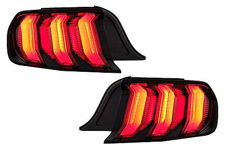 Full LED Taillights suitable for Ford Mustang VI S550 (2015-2019) Red with Dynamic Sequential Turning Lights
