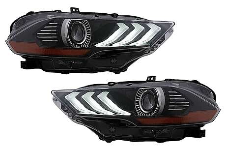 LED Headlights suitable for Ford Mustang VI Facelift (2018-2022) Black Dynamic Turnig Lights RGB DRL