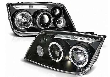 Angel Eyes Headlights suitable for VW Bora (09.1998-07.2005) Black