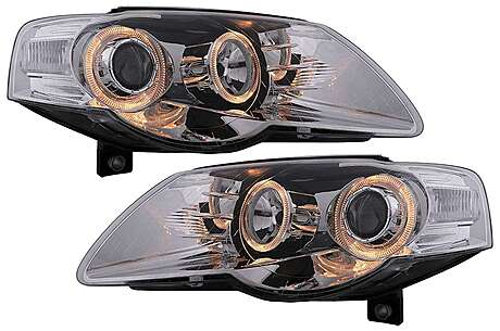 Angel Eyes Headlights suitable for VW Passat B6 3C (03.2005-2010) Chrome LHD or RHD