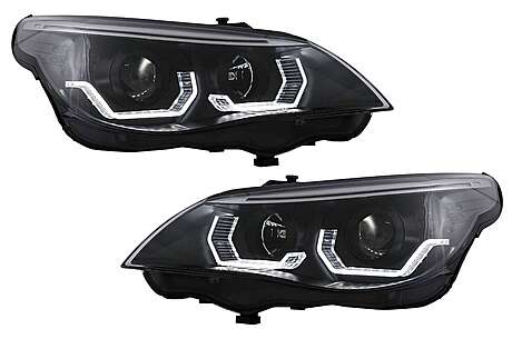 3D LED Angel Eyes Headlights suitable for BMW 5 Series E60 E61 (2003-2007) LCI Design