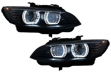 LED Angel Eyes Headlights suitable for BMW 3 Series E92 E93 (2006-2010) with Xenon Black