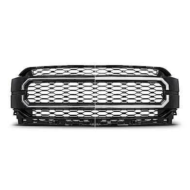 FORD F-150 21- 23 NEXUM SERIES BLACK LED GRILLE W/ IGNITION INITIATION FEATURE & RUNNING LIGHT BAR