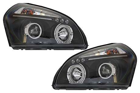 Headlights Angel Eyes Dual Halo Rims suitable for Hyundai Tucson (2004-2010) Black