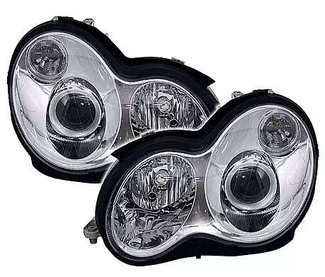 Chrome Front Headlights Mercedes-Benz W203 C-Class 2000-2004