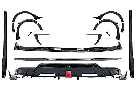 Aero Body Kit Extension suitable for Tesla Model 3 (2017-2022) Bumper Lip Air Diffuser and Wheel Arches Piano Black