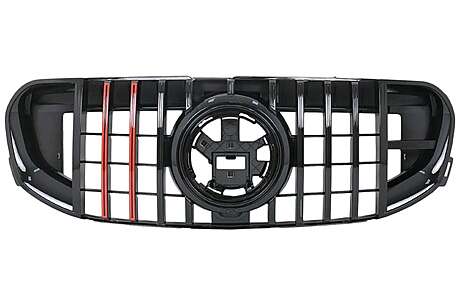 Front Grille with Red Insertion suitable for Mercedes GLS SUV X167 (2019-2023) GTR Design