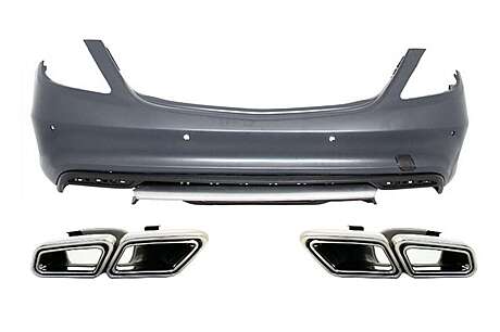 Rear Bumper with Muffler Tips suitable for Mercedes S-Class W222 (2013-up) S63 Design
