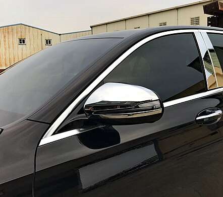 Chrome plated mirror caps IDFR 1-MB211-04C for Mercedes Benz W213 E-Class 2016-2019