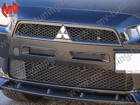 Radiator air ducts in the front bumper var №1 MV-Tuning for Mitsubishi Lancer X 2007-2010