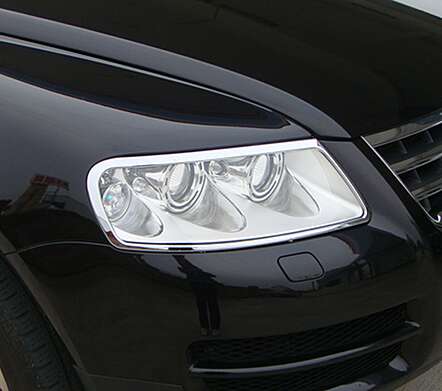Covers for headlights chrome IDFR 1-VW700-01C for Volkswagen Touareg 2003-2007