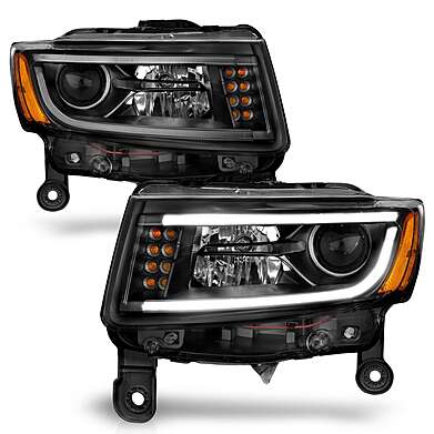Headlights LED Plank Style Black Anzo 111329  Jeep Grand Cherokee 2014-2015 (HALOGEN MODELS ONLY)