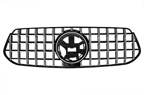 Front Central Grille suitable for Mercedes GLE SUV W167 V167 GLE Coupe C167 Sport Package (2019-Up) GTR Panamericana Design Glossy Black and Chrome