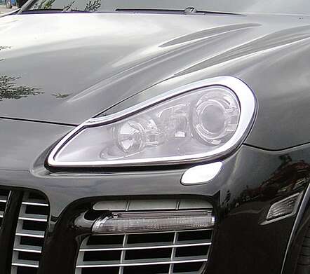 Chrome headlight covers IDFR 1-PS131-01C for Porsche Cayenne 2007-2010
