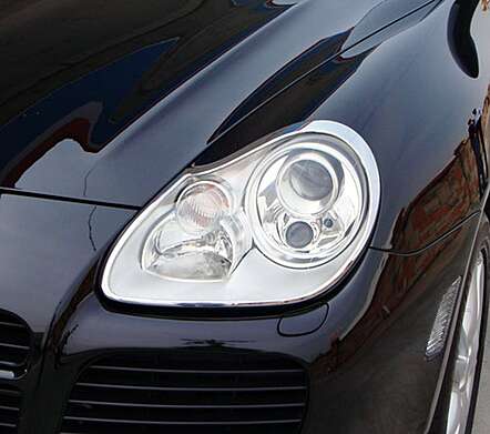 Накладки на передние фары хромированные IDFR 1-PS130-01C для Porsche Cayenne 955 2003-2006
