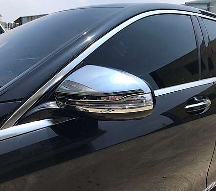 Chrome plated mirror caps IDFR 1-MB605-04C for Mercedes Benz W222 S-Class 2013-2017
