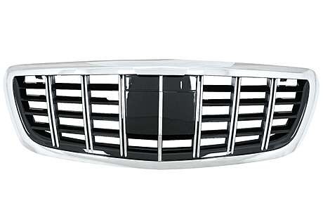 Front Grille Vertical Stripes suitable for Mercedes S-Class W222 X222 (2014-Up) Style Design