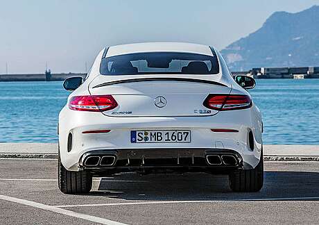 Rear bumper diffuser with nozzles (restyling) С63 AMG for Mercedes C Coupe (C205) (original, Germany)