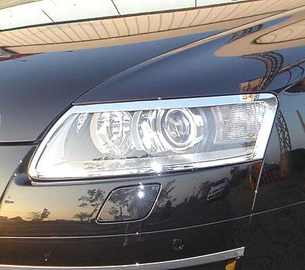 Chrome headlight covers IDFR 1-AD221-01C for Audi A6 С6 2004-2010