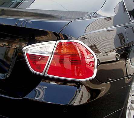 Накладки на задние фонари хромированные IDFR 1-BW105-02C для BMW E90 4D 2005-2008 