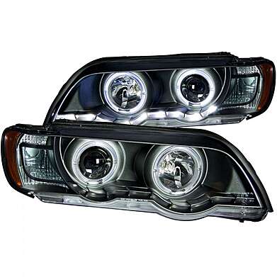 Headlights Black Angel Eyes Anzo 121398 BMW X5 E53 2000-2003