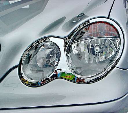 Chrome Headlight Covers IDFR 1-MB104-01C Mercedes-Benz W203 C Class Wagon 2000-2007