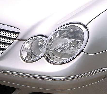 Chrome headlight covers IDFR 1-MB105-01C for Mercedes-Benz W203 C Class Coupe 2001-2007