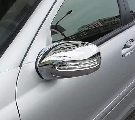 Chrome mirror caps IDFR 1-MB105-03C for Mercedes-Benz W203 C Class Coupe 2001-2007