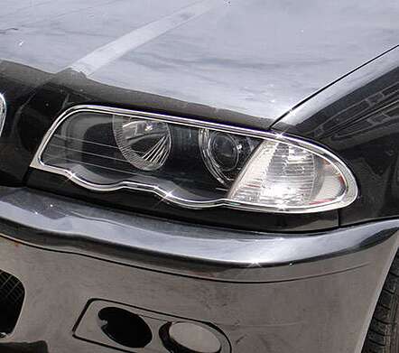 Chrome headlight covers IDFR 1-BW101-01C for BMW E46 4D 1998-2001