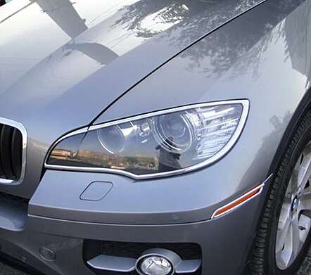 Chrome headlight covers IDFR 1-BW680-01C for BMW E71 X6 2008-2014