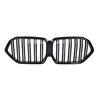 Black glossy radiator grille with cutout for stock camera M Style for BMW X6 G06 2019-2023