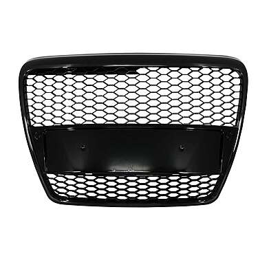 Badgeless Front Grille suitable for AUDI A6 4F C6 (2004-2007) RS Design Piano Black