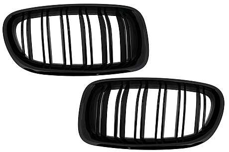 Central Grilles suitable for BMW 5 Series F10 F11 (2010-2017) Double Stripe M Design Glossy Black