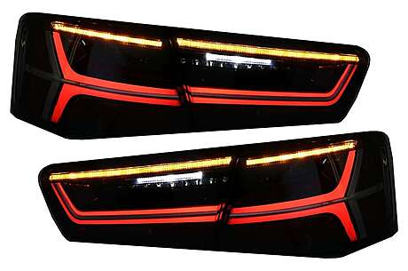 Taillights Full LED suitable for Audi A6 4G C7 Limousine (2011-2014) Smoke Facelift Design with Sequential Dynamic Turning Lights
