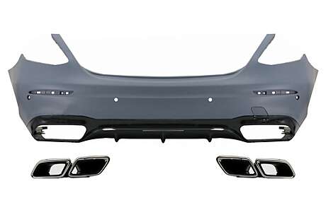 Rear Bumper with Exhaust Muffler Tips Chrome suitable for Mercedes E-Class W213 (2016-2019) E63 Design