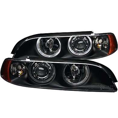 Front headlights black with Anzo angel eyes 121017 for BMW 5 SERIES E39 1997-2001