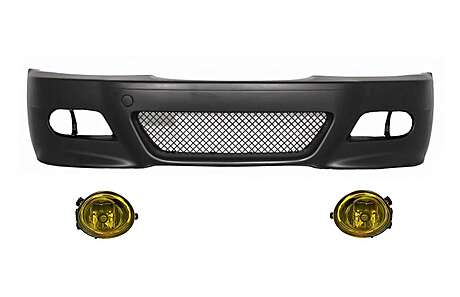 Front Bumper with Fog Lights Yellow suitable for BMW 3 Series Coupe Cabrio Sedan Estate E46 (1998-2004) M3 Design