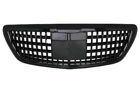 Front Grille suitable for Mercedes S-Class W222 X222 (2014-2020) Vertical Design Piano Black
