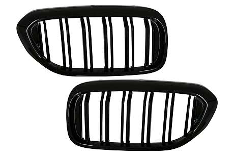 Central Kidney Grilles suitable for BMW 5 Series G30 G31 Sedan Touring (2017-2019) Double Stripe Glossy Black