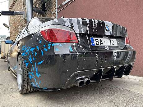 Rear Bumper Diffuser Addon With Ribs / Fins For BMW E60 E61 M Sport