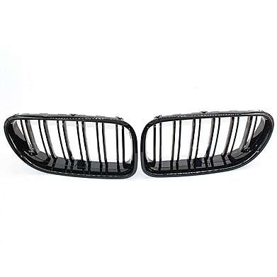 Pair For BMW F06 F12 F13 2012 - 2017 Gloss Black Grille M6 STYLE Dual Slat Grill