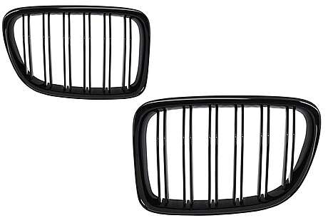 Central Grilles Kidney Grilles suitable for BMW X1 E84 (2009-2014) Piano Black Double Stripe Design